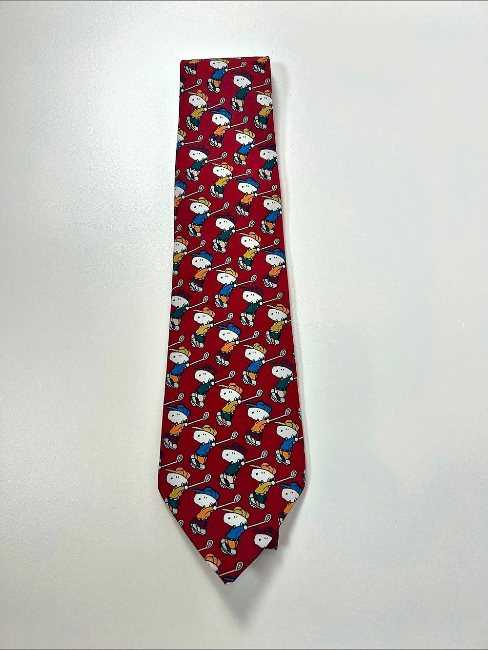 Snoopy Novelty Golf Tie in Red Silk